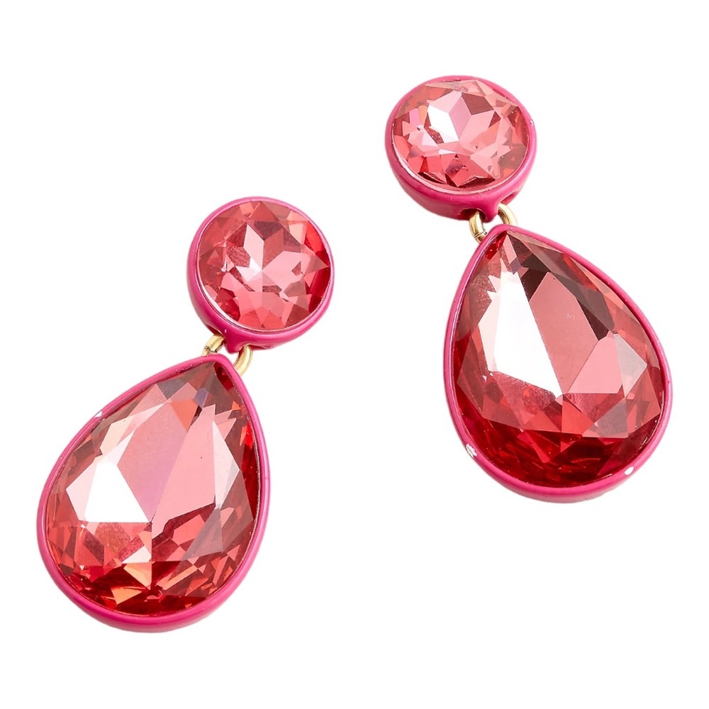 J. Crew Pink-Red Faceted Teardrop Drop Earrings